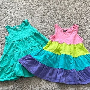 Spotted Zebra Toddler Rainbow Teal Dress Bundle